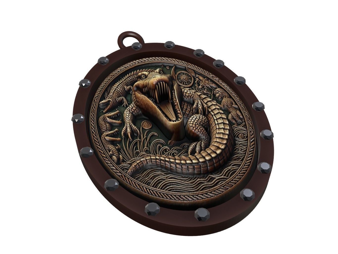 Crocodile Animal Pendant 3D print model_1