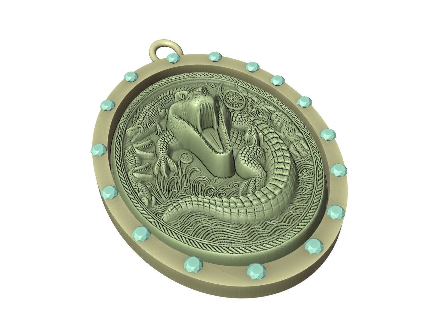 Crocodile Animal Pendant 3D print model_3