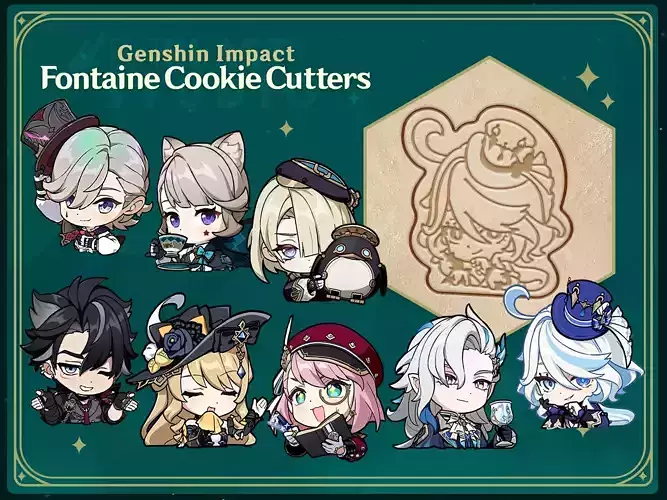 Genshin Impact Fontaine Cookie Cutters Pack 1 3D print model