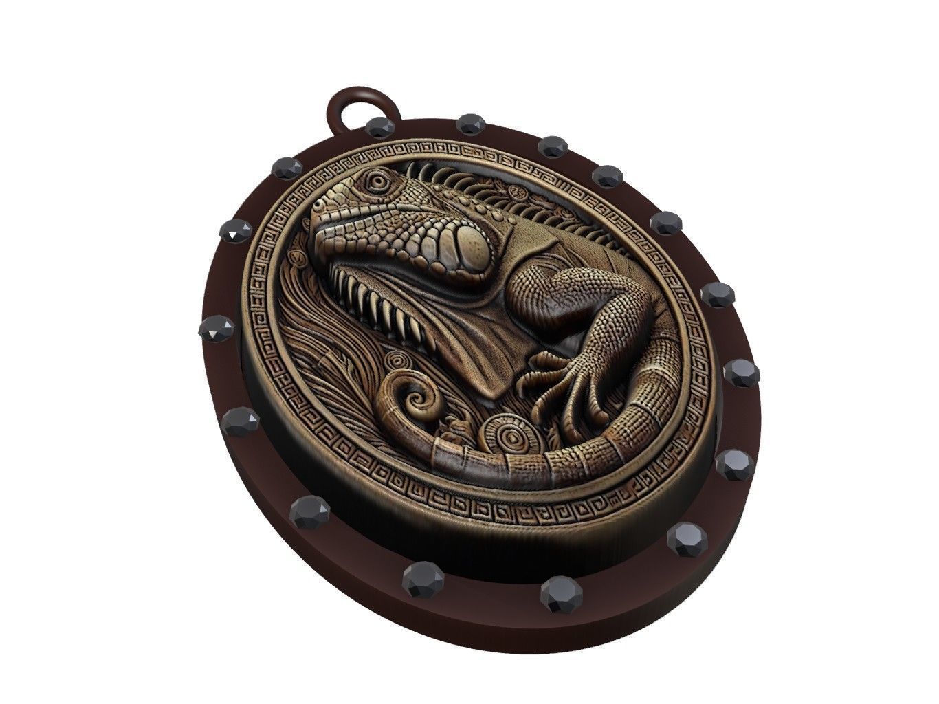 Iguana Animal Pendant 3D print model_1
