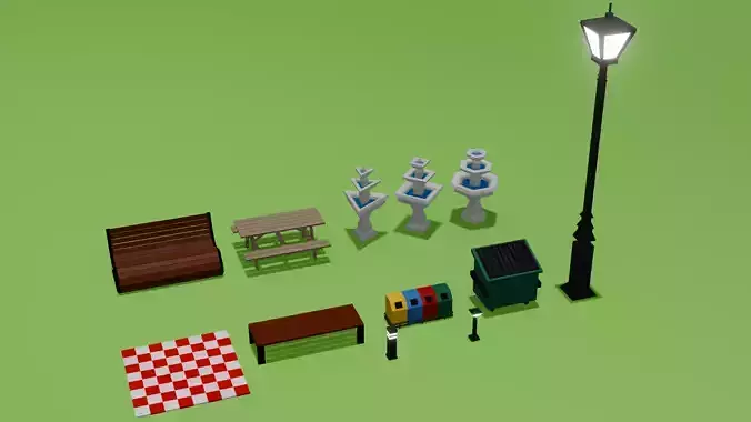 Lowpoly park assets