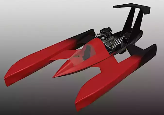 Drag Boat - Fast Motion - High Poly 3D Model