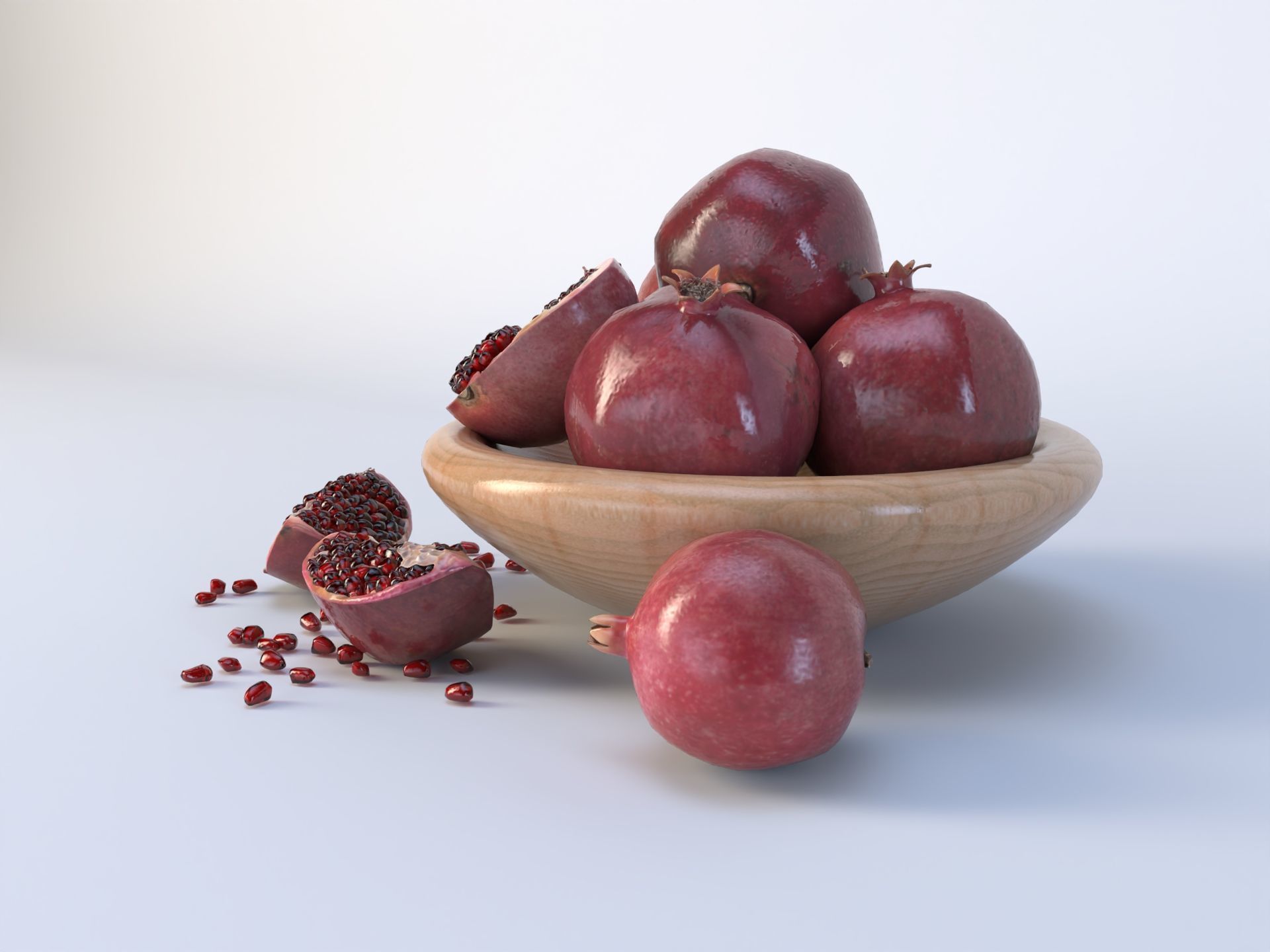 Pomegranate Low-poly 3D model_4