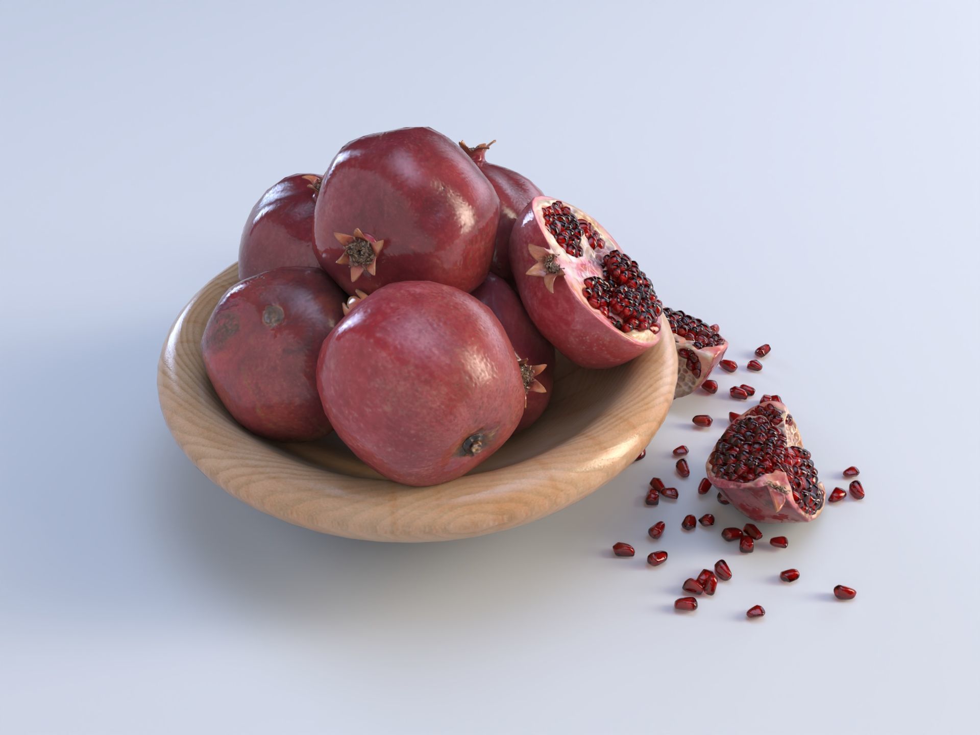 Pomegranate Low-poly 3D model_5