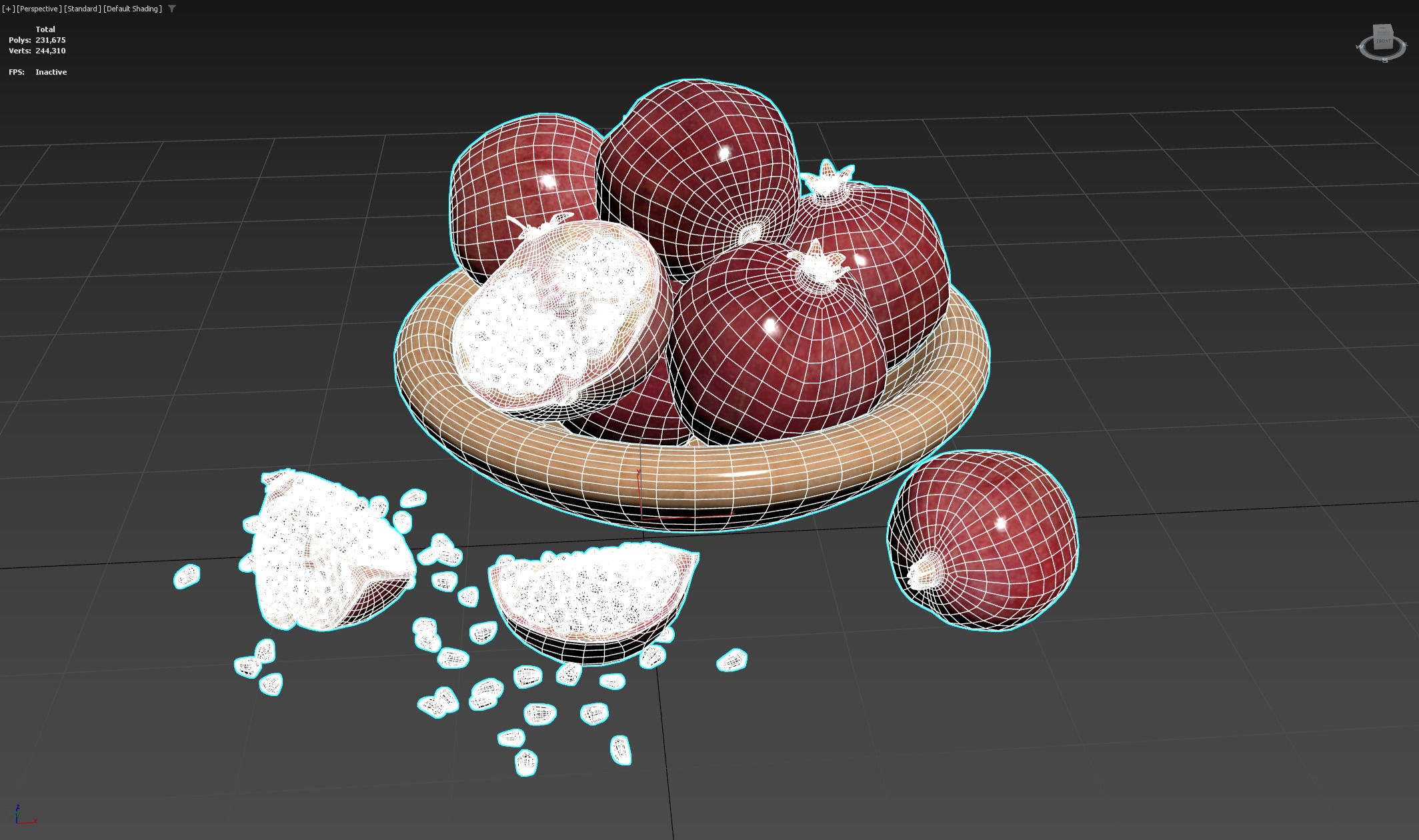 Pomegranate Low-poly 3D model_6