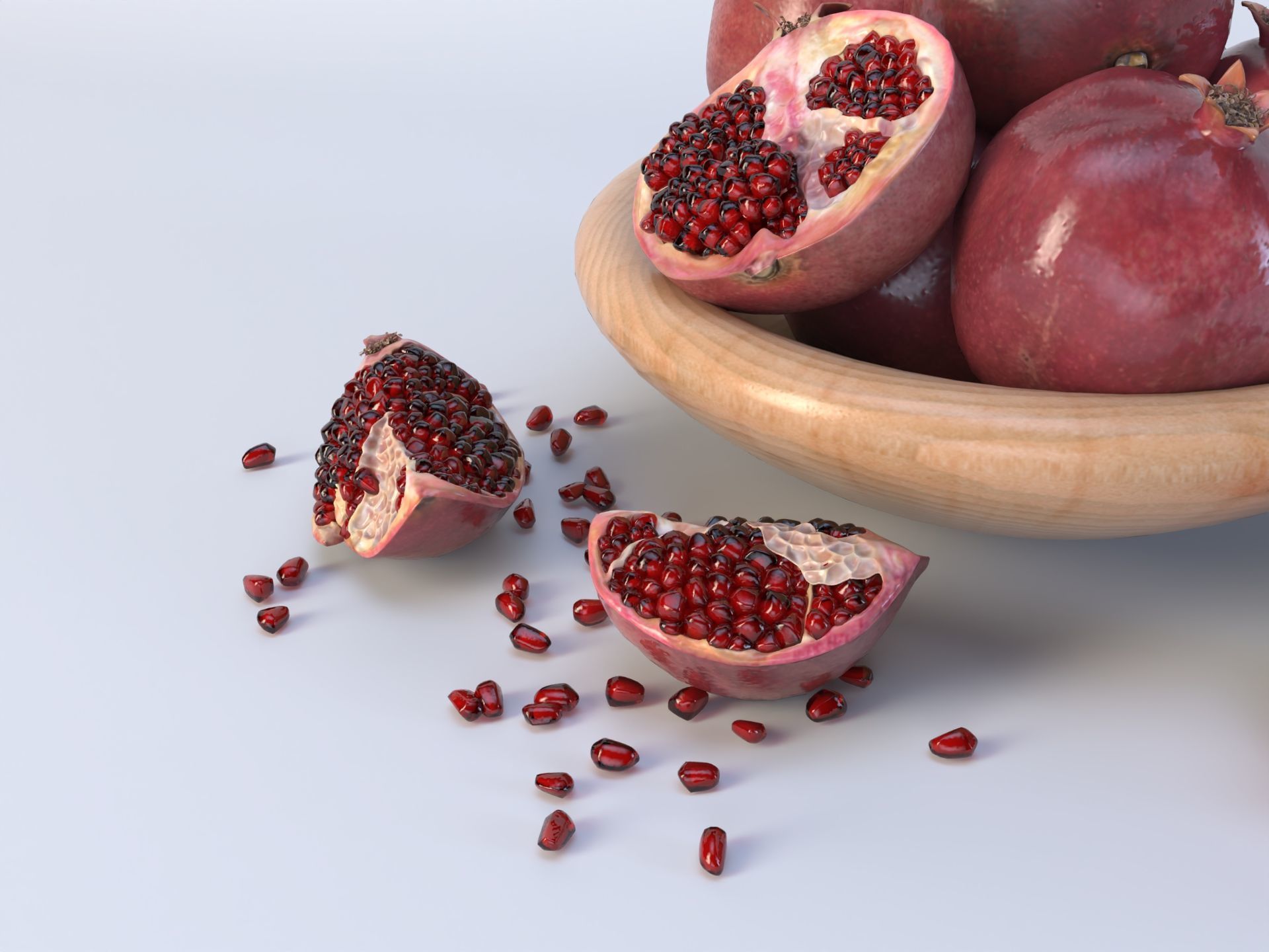 Pomegranate Low-poly 3D model_3