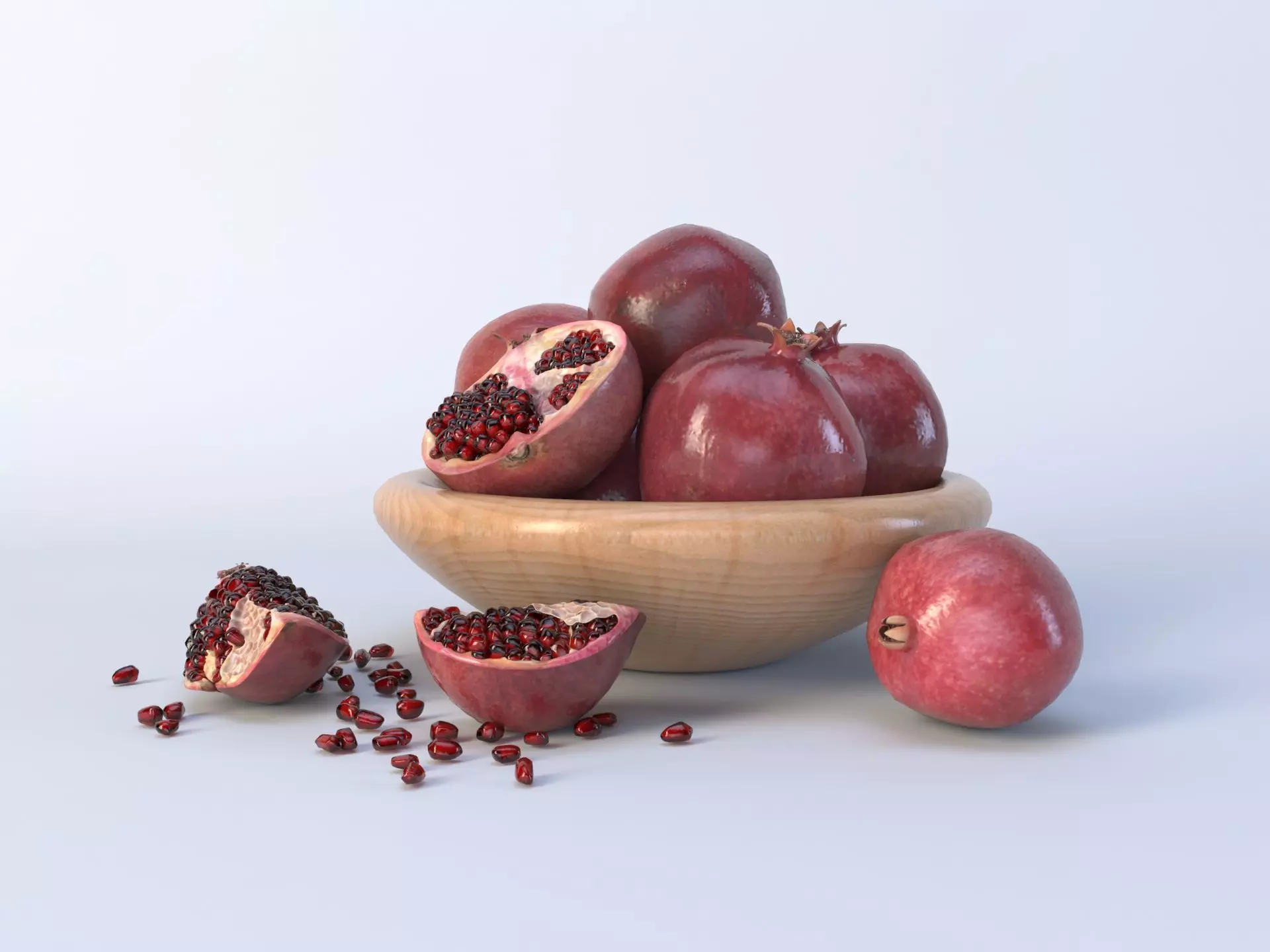 Pomegranate Low-poly 3D model_0