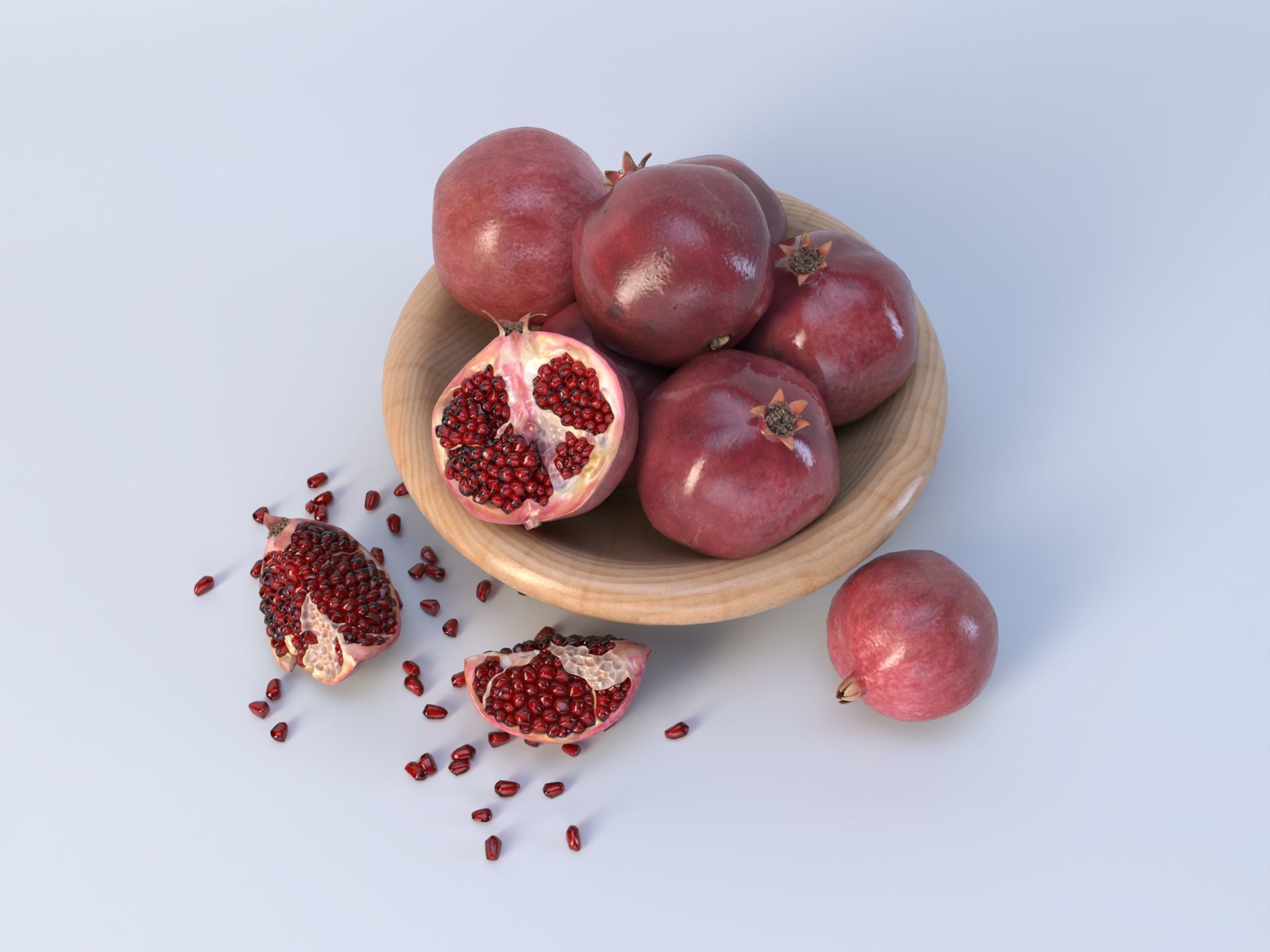 Pomegranate Low-poly 3D model_2