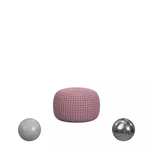 Aubrielle Upholstered Pouf Pink 3D model