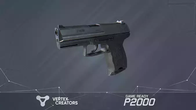 Game ready - P2000 pistol Low-poly 3D model