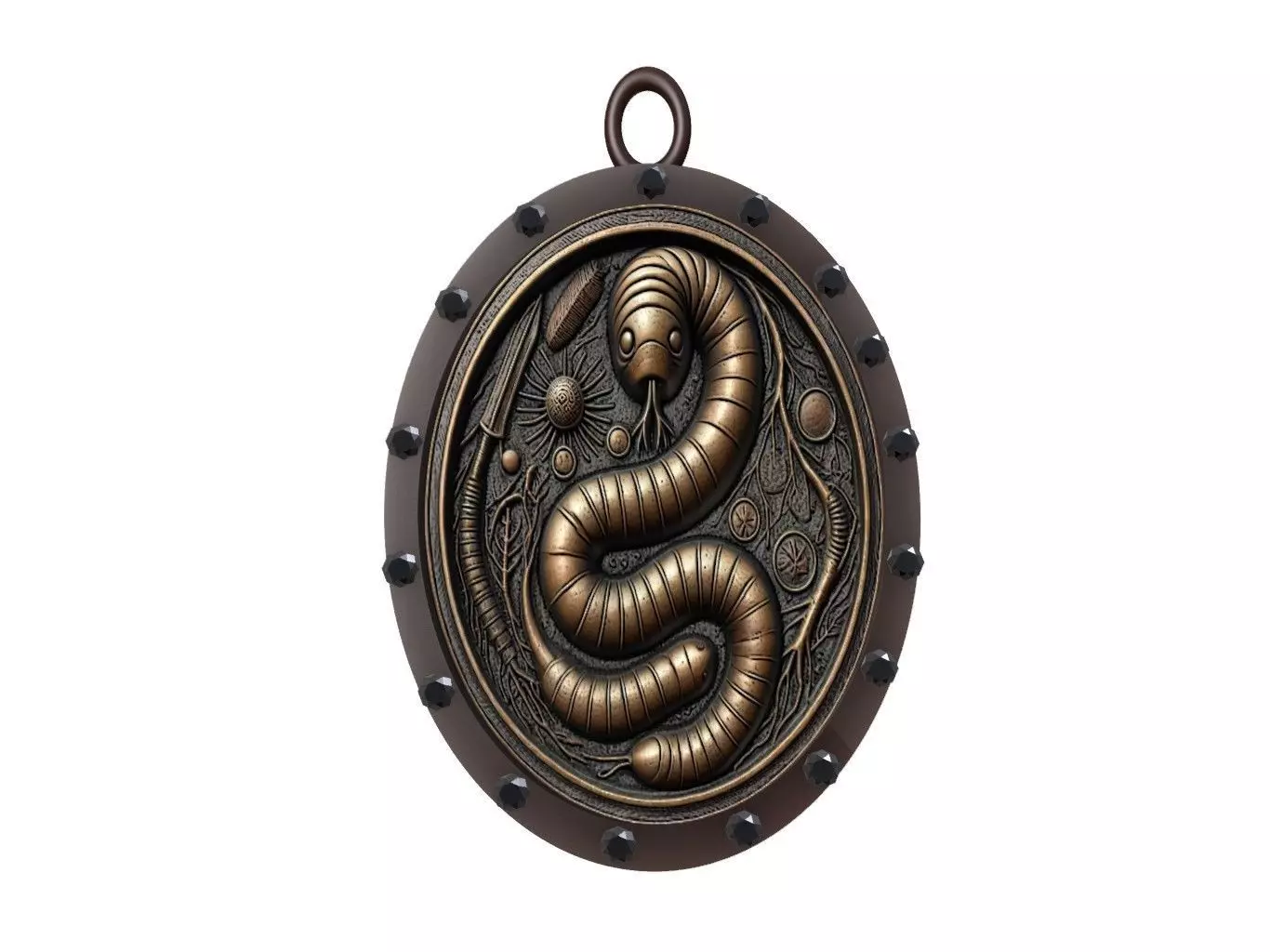 Earthworm Animal Pendant 3D print model_0