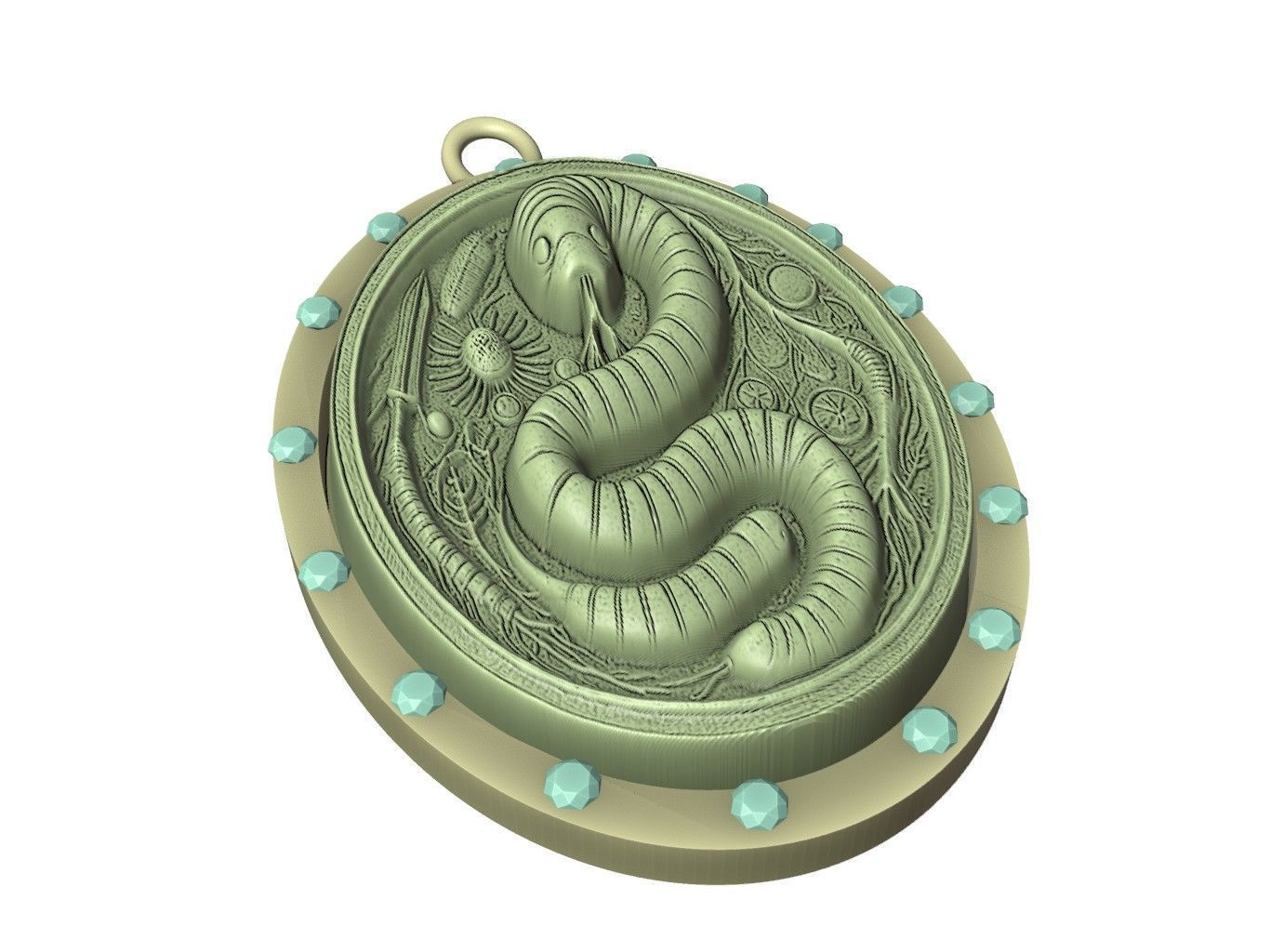 Earthworm Animal Pendant 3D print model_3
