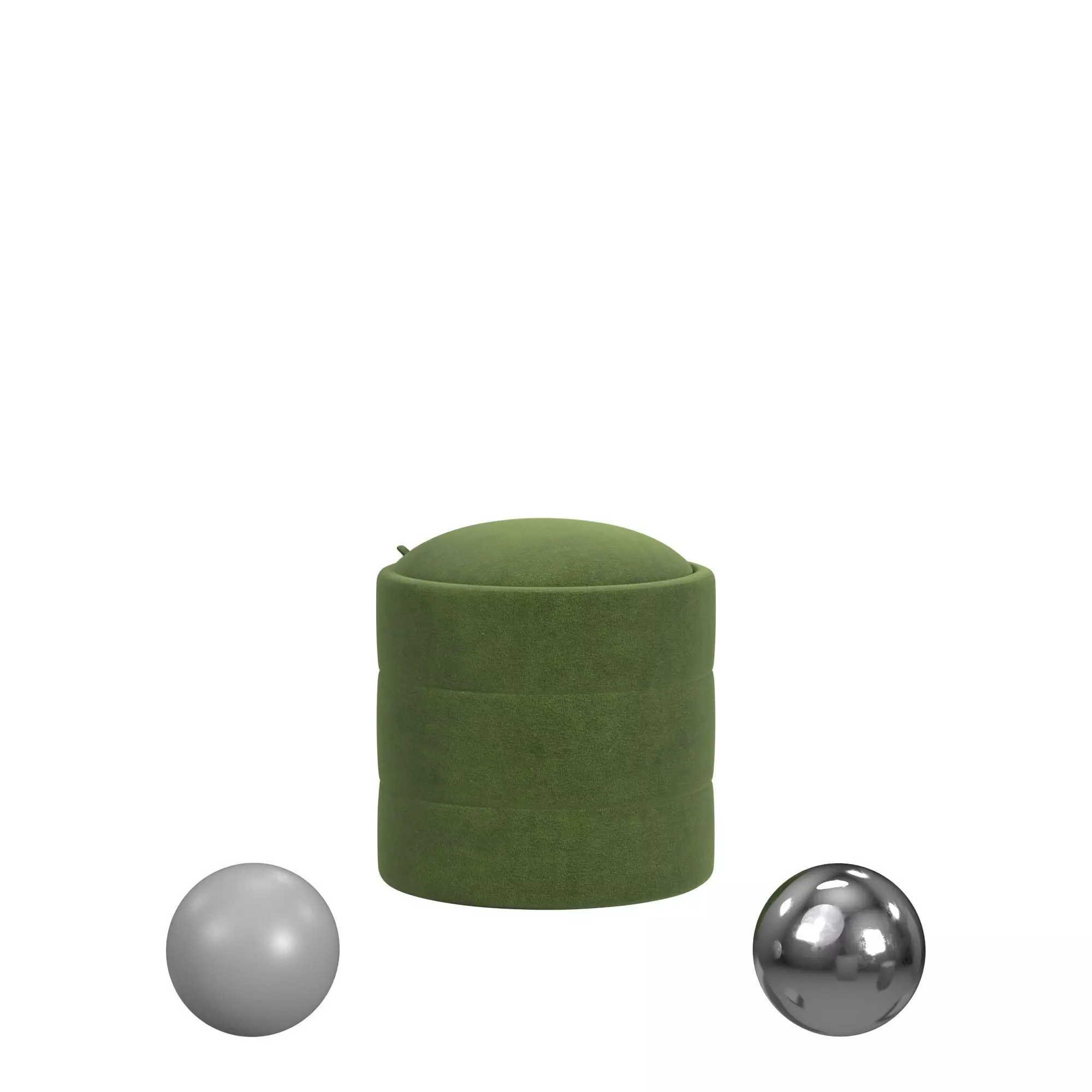 HomePop Storage Round Ottoman - Green Velvet 3D model_0