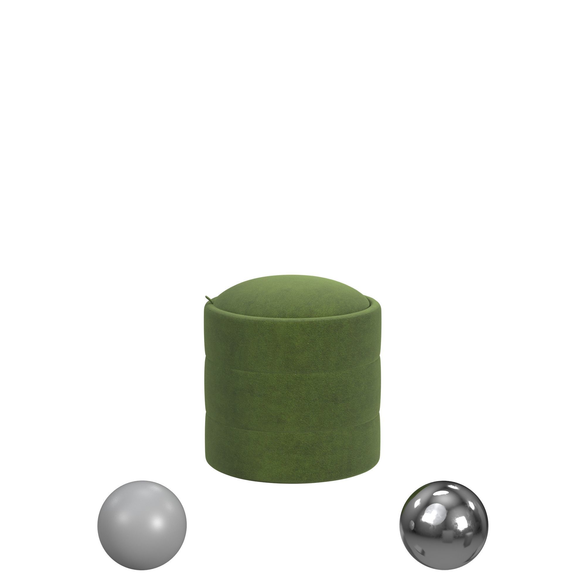 HomePop Storage Round Ottoman - Green Velvet 3D model_1