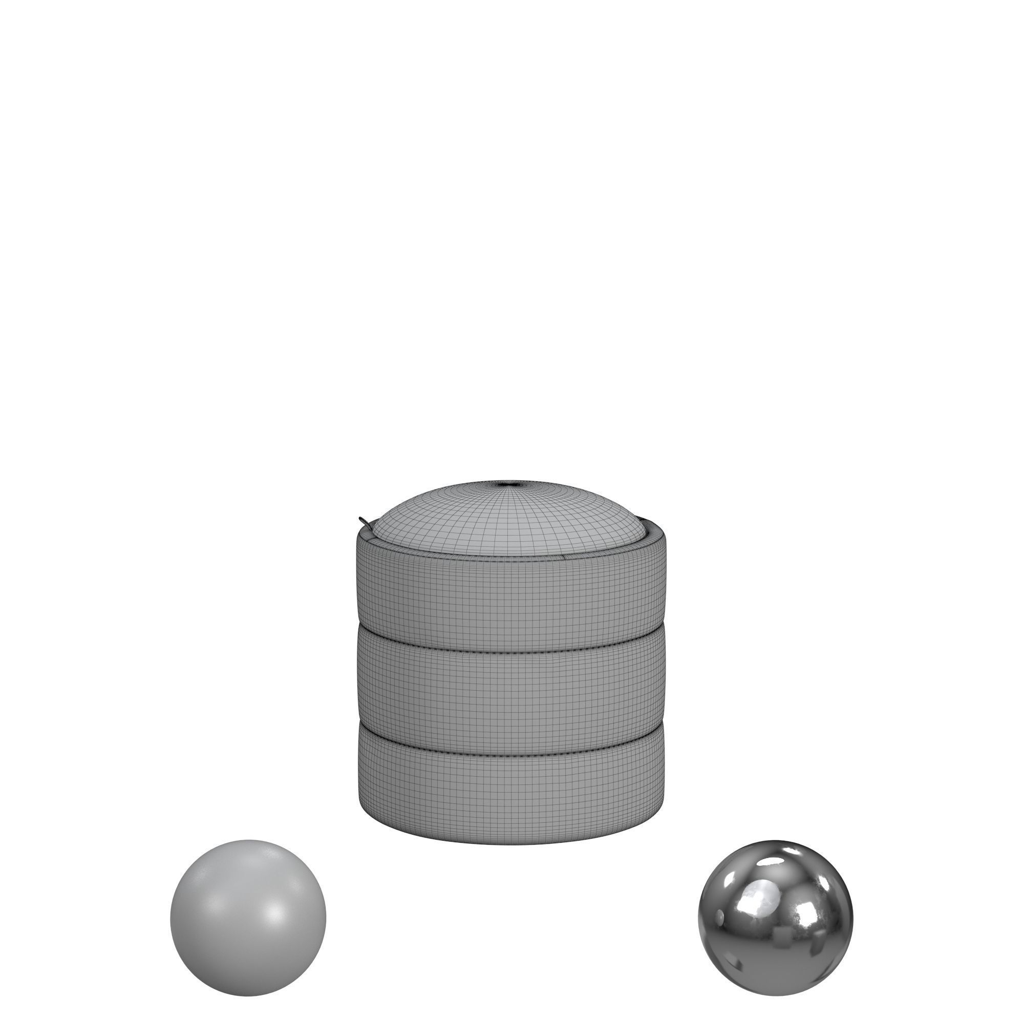 HomePop Storage Round Ottoman - Green Velvet 3D model_3