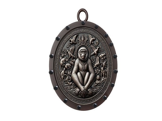 Gibbon Animal Pendant 3D print model