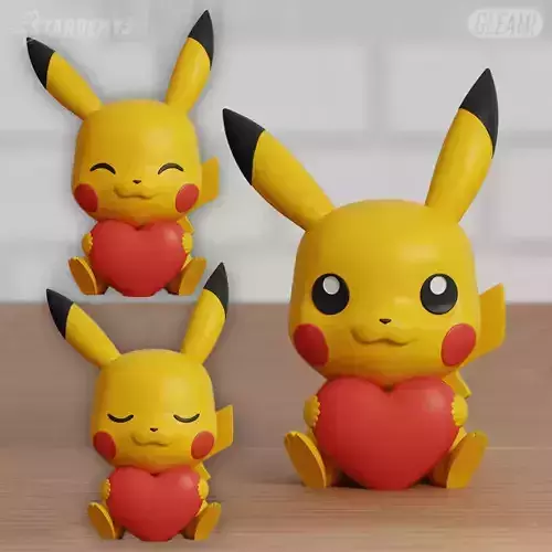 Pikachu Heart Valentine Love Pokemon 3 models