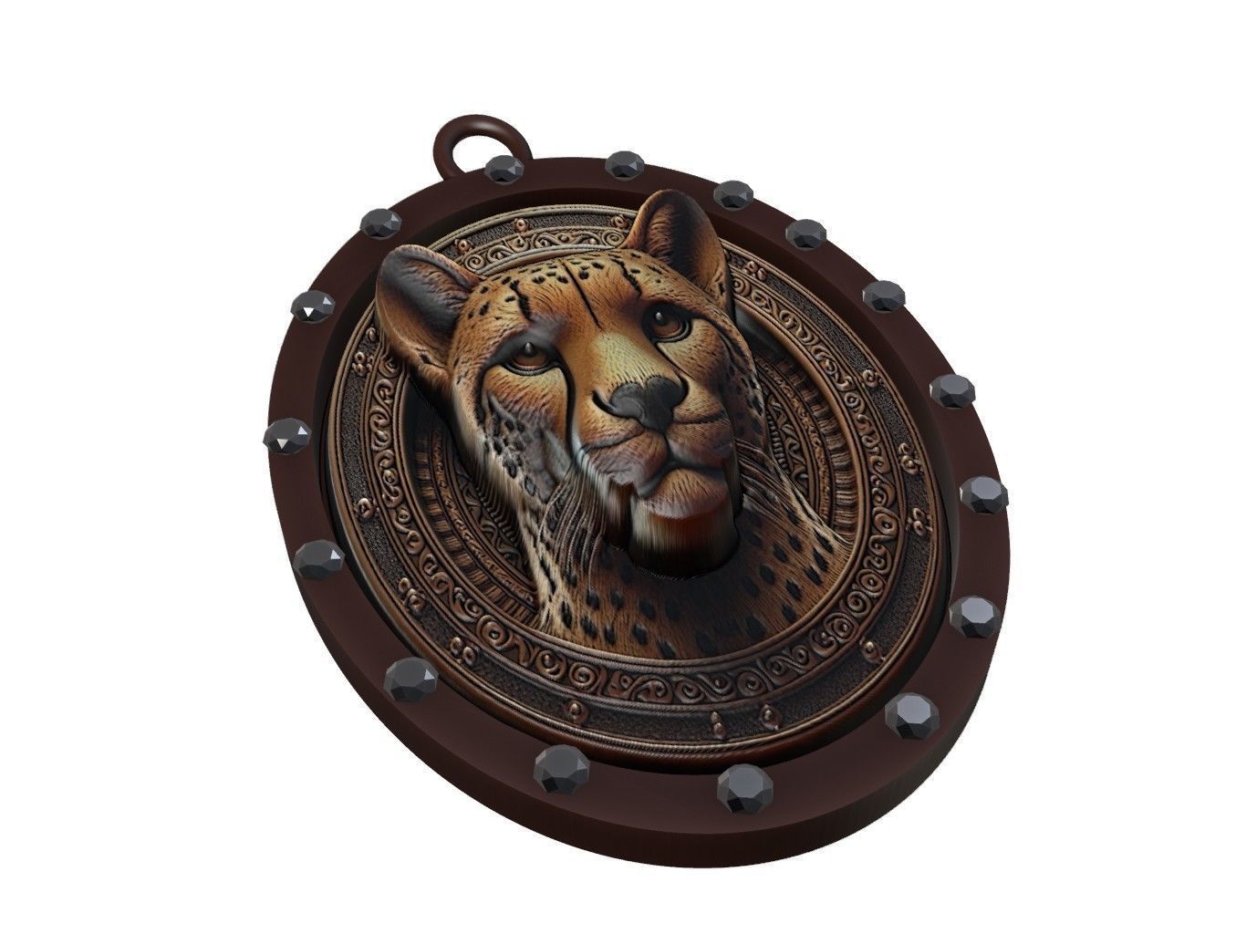 Cheetah Animal Pendant 3D print model_1