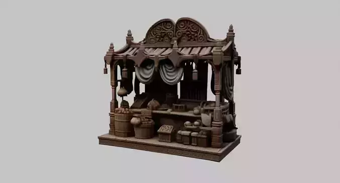 Medieval Market Stall 2 - Game-Ready 3D Asset