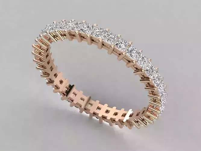 Princess Diamond Shared Prong Eternity Wedding Ring 