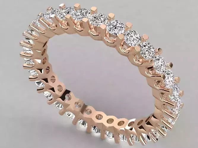 Round Diamond U Style Prong Eternity Wedding Band Ring