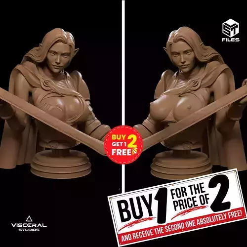  PACK 2 ELF BUST  NFSW  WARRIOR GIRL  DND MINIATURE BY ELTON3D