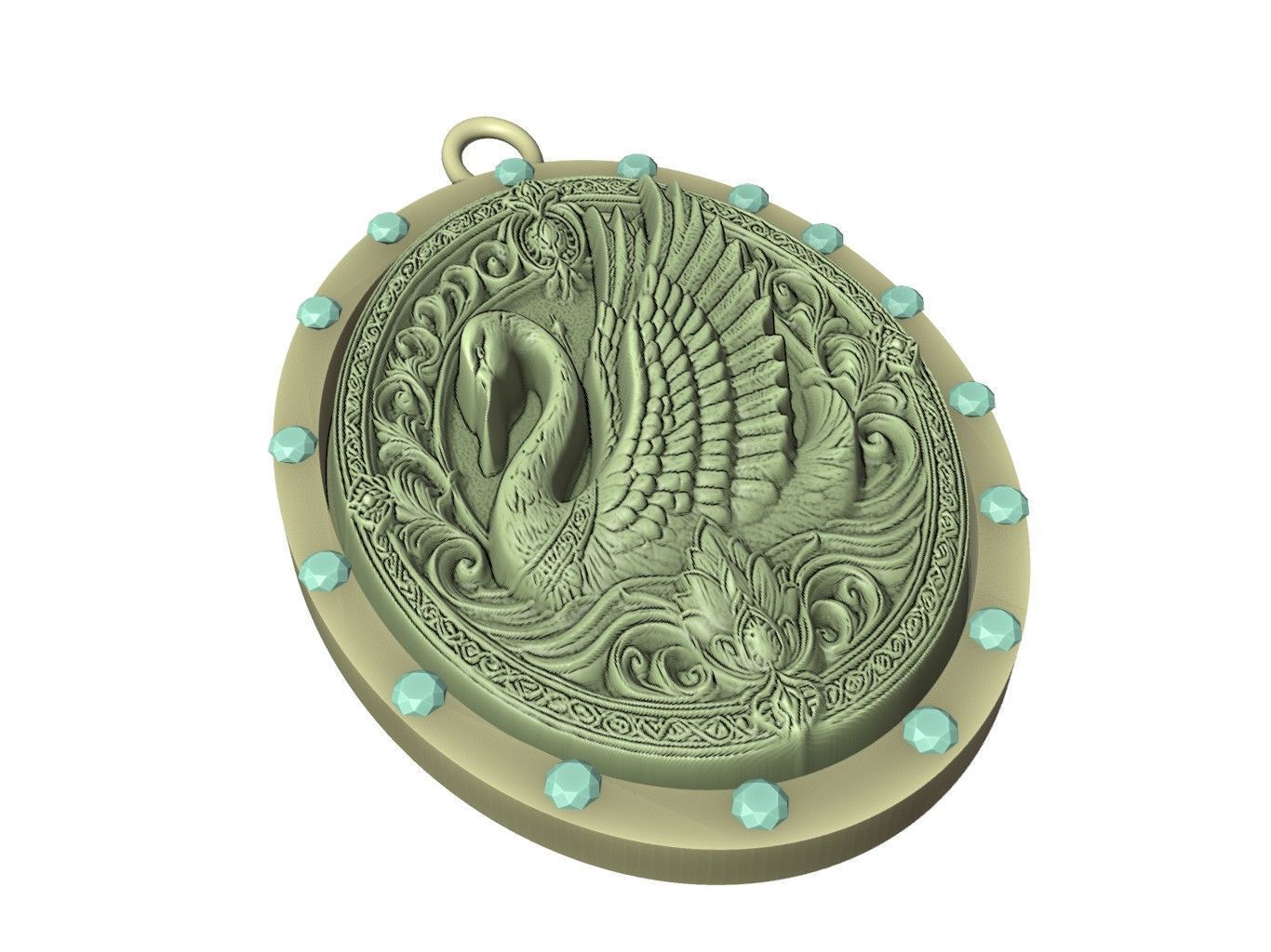 Swan Animal Pendant 3D print model_3