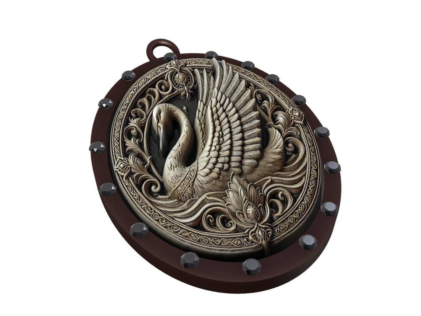 Swan Animal Pendant 3D print model_1