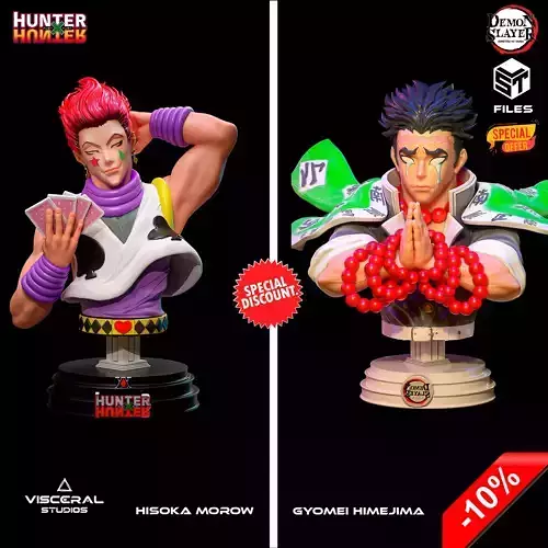HISOKA MOROW AND GYOMEI HIMEJIMA BUSTS  ANIME STL 3D print model