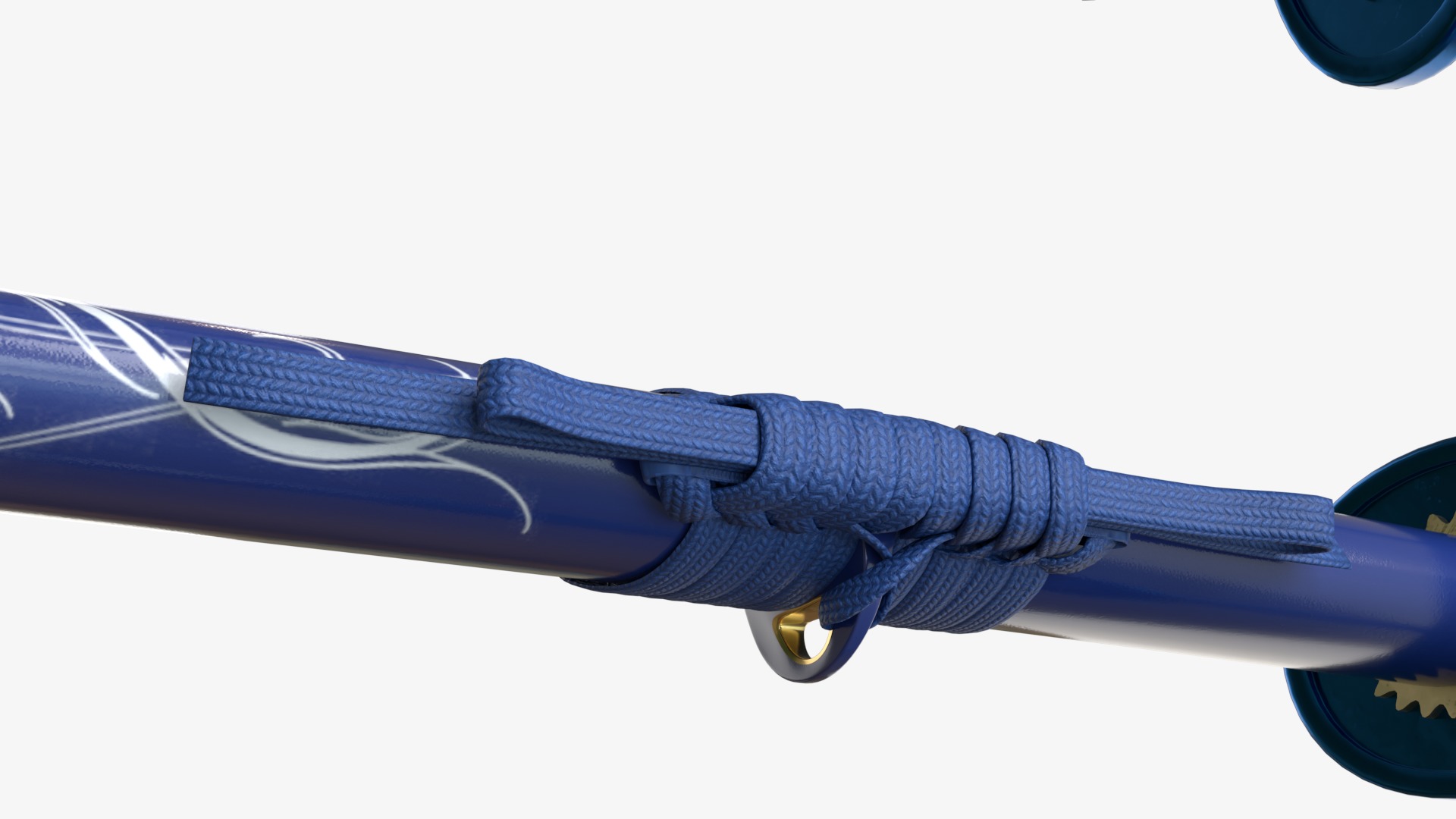 Editing Blue Katana a Saya  a Sageo  and Stand 3D model_5