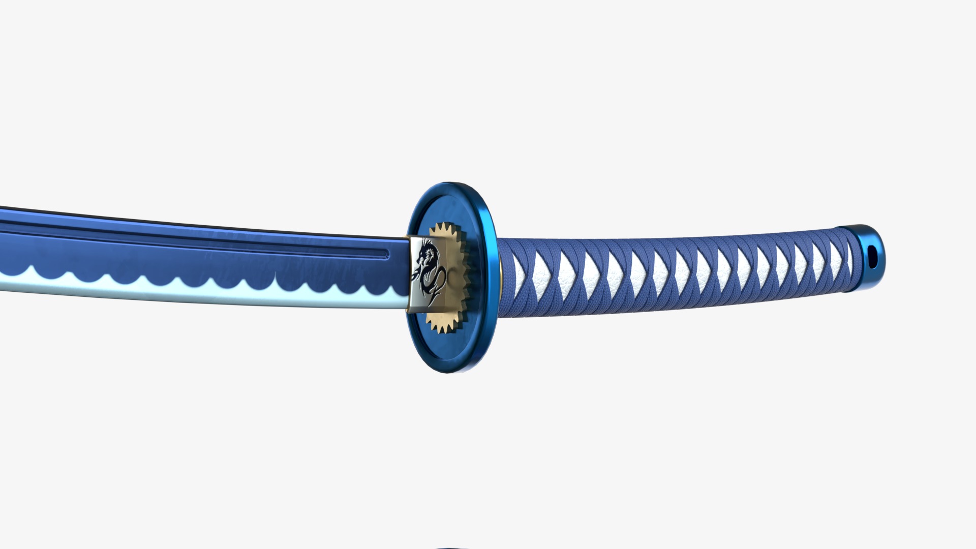 Editing Blue Katana a Saya  a Sageo  and Stand 3D model_6