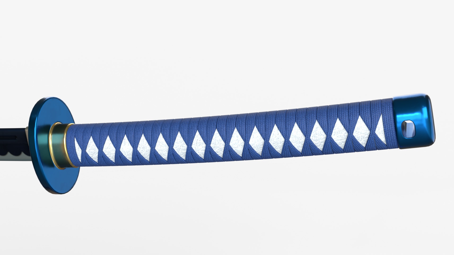 Editing Blue Katana a Saya  a Sageo  and Stand 3D model_7