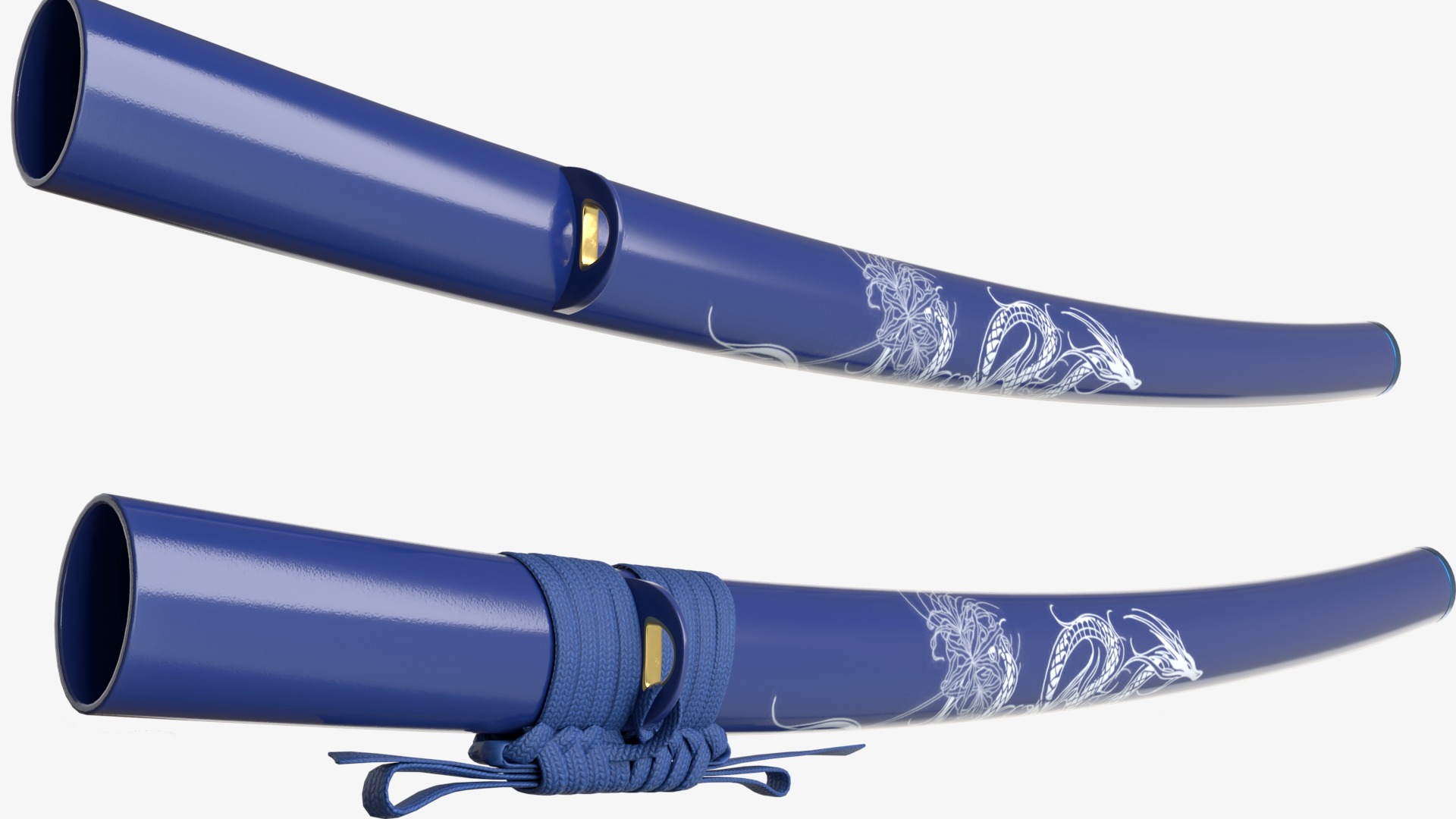 Editing Blue Katana a Saya  a Sageo  and Stand 3D model_10