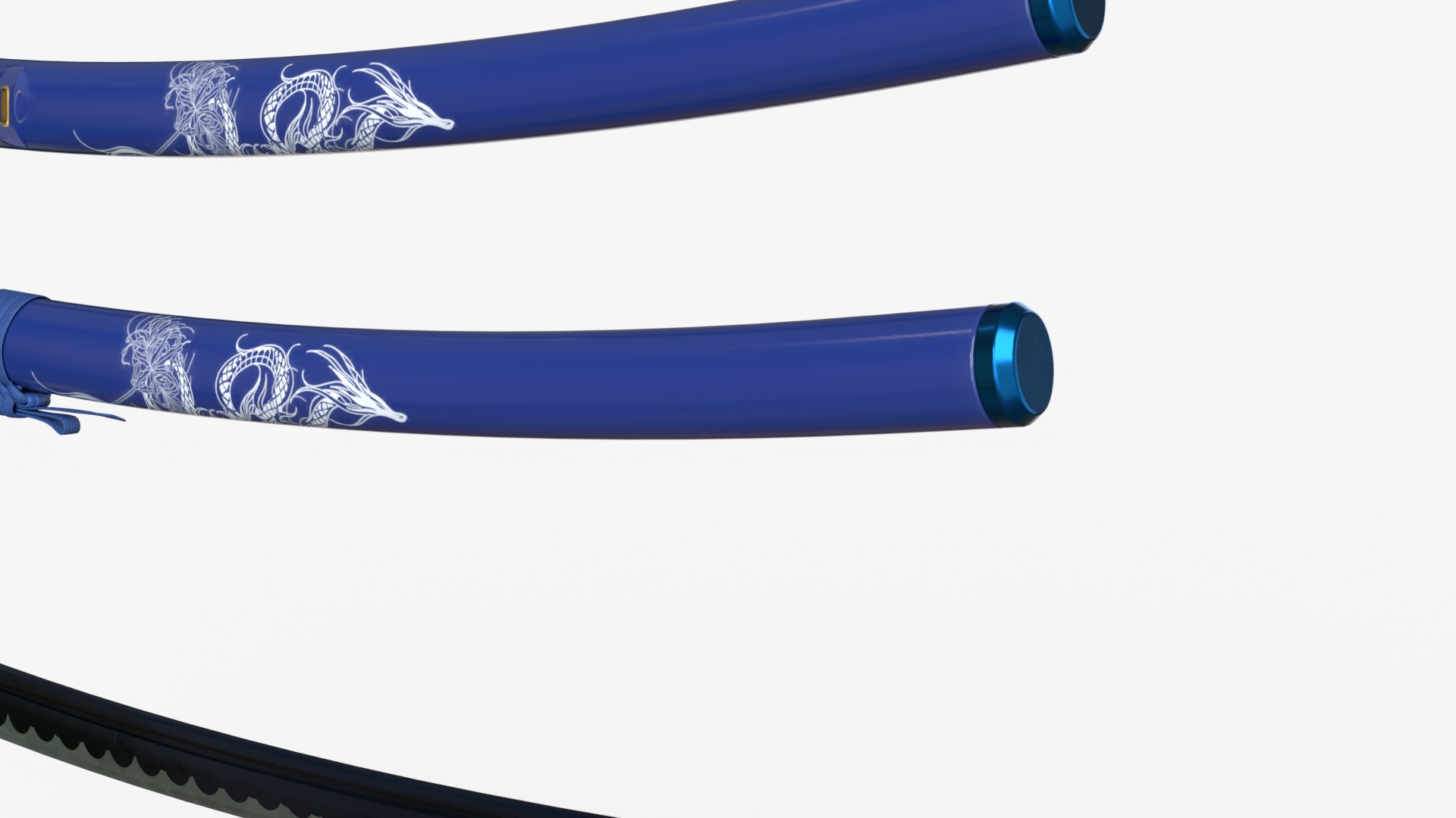 Editing Blue Katana a Saya  a Sageo  and Stand 3D model_8