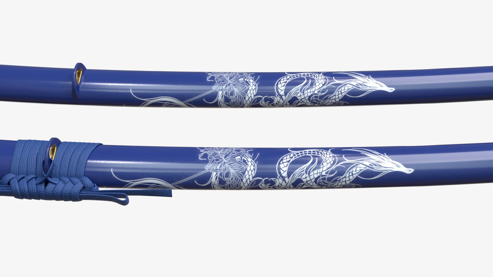 Editing Blue Katana a Saya  a Sageo  and Stand 3D model_11