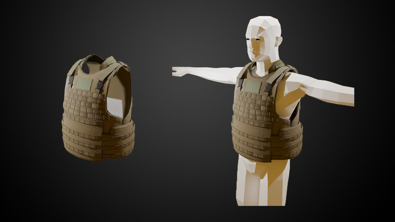 Modular Tactical Vest - Body Armor Game-Ready Low-poly 3D model_1