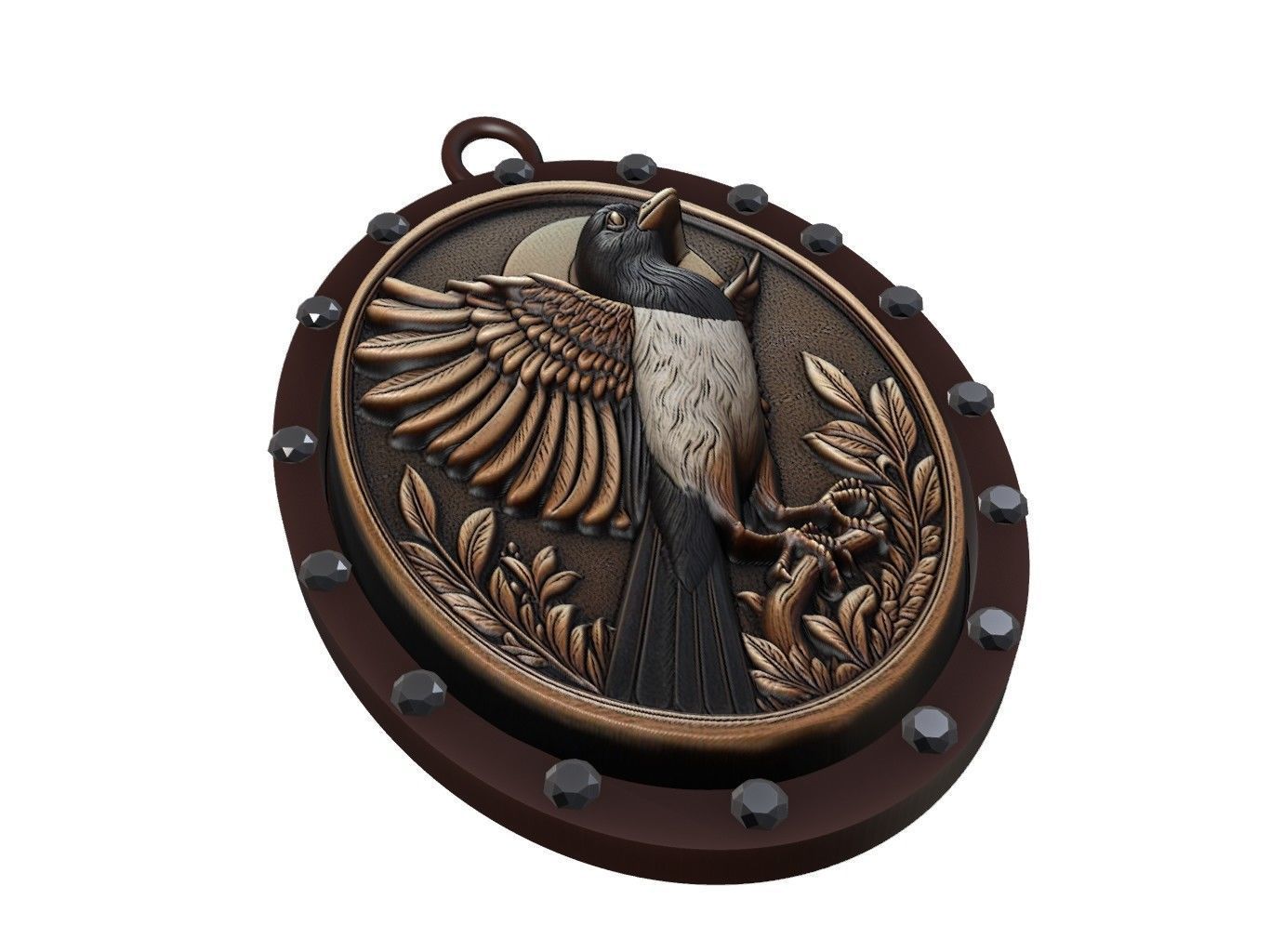 Magpie Animal Pendant 3D print model_1