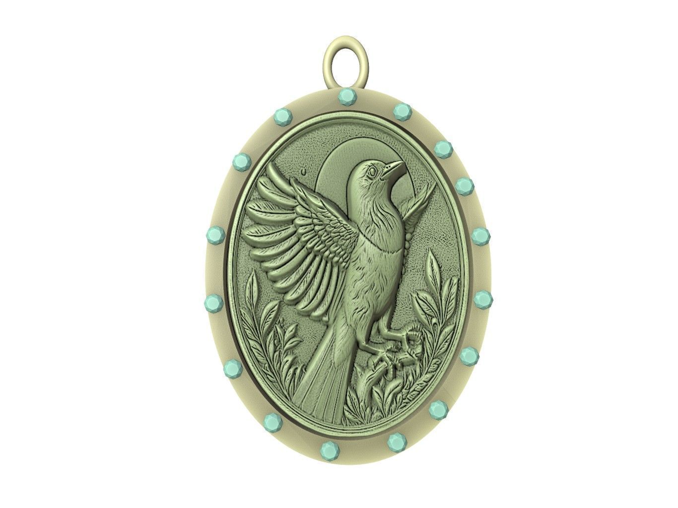 Magpie Animal Pendant 3D print model_2