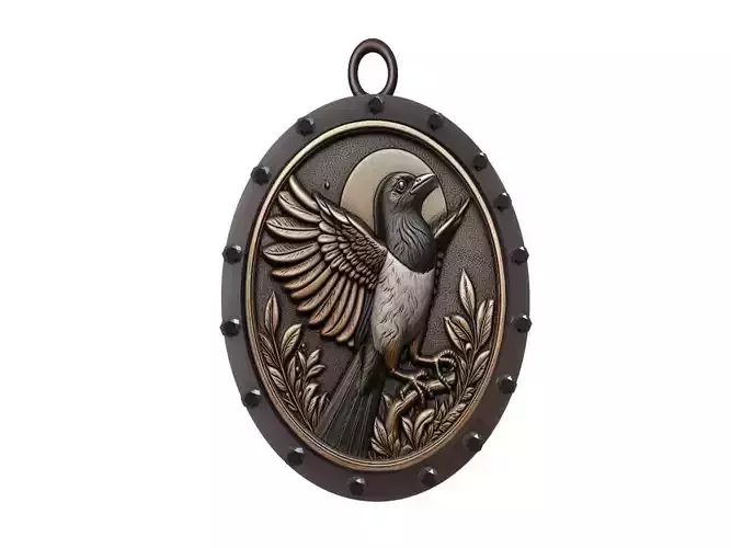 Magpie Animal Pendant 3D print model