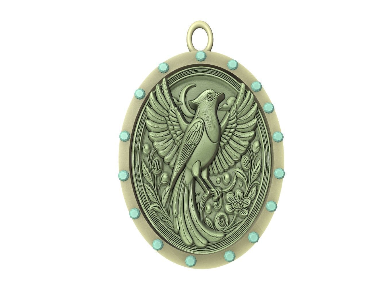 Magpie Animal Pendant 3D print model_2
