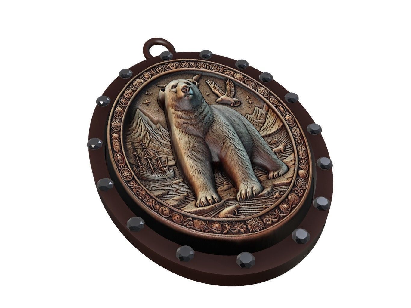 Polar Bear Animal Pendant 3D print model_1