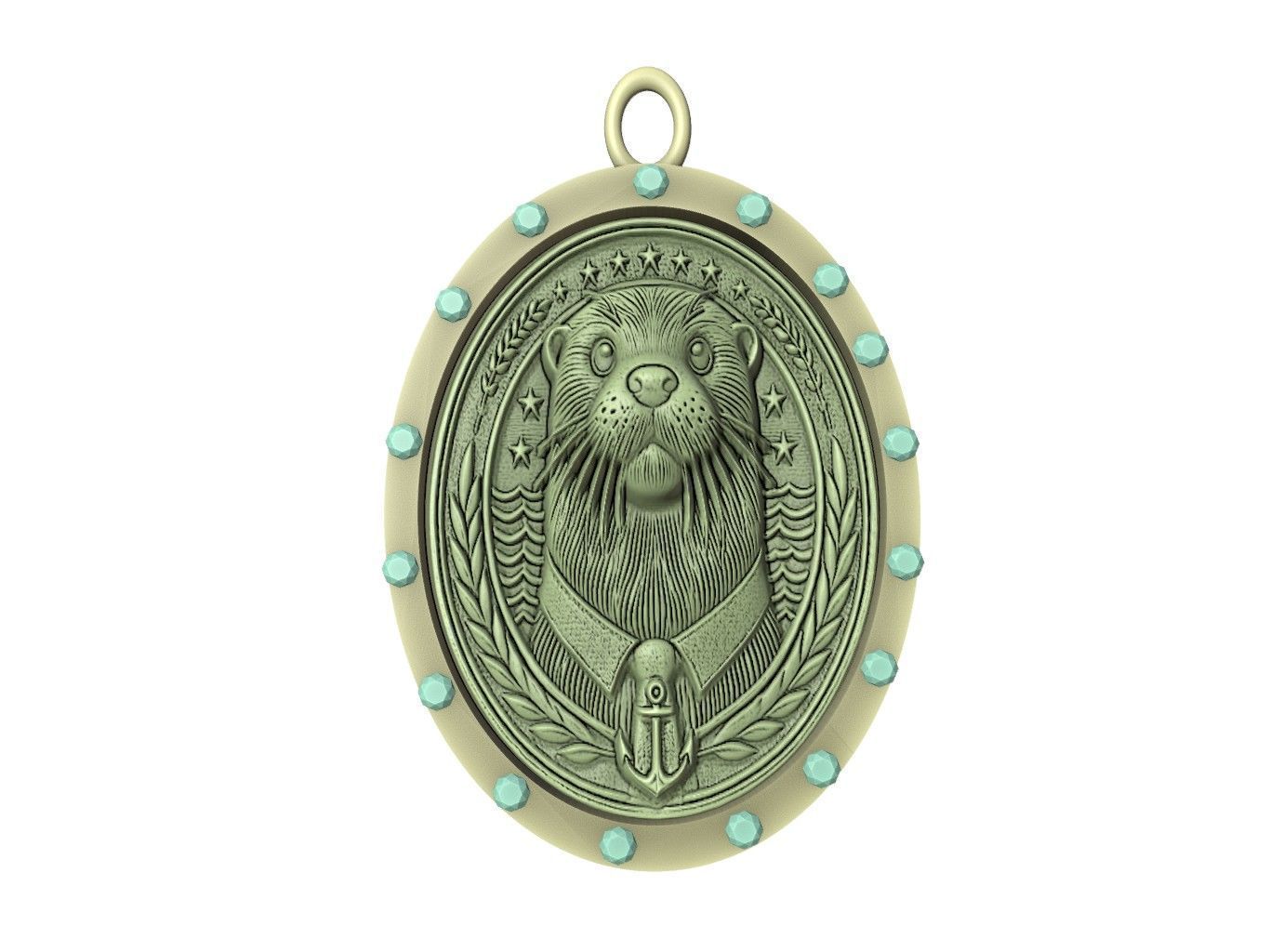 Otter Animal Pendant 3D print model_2