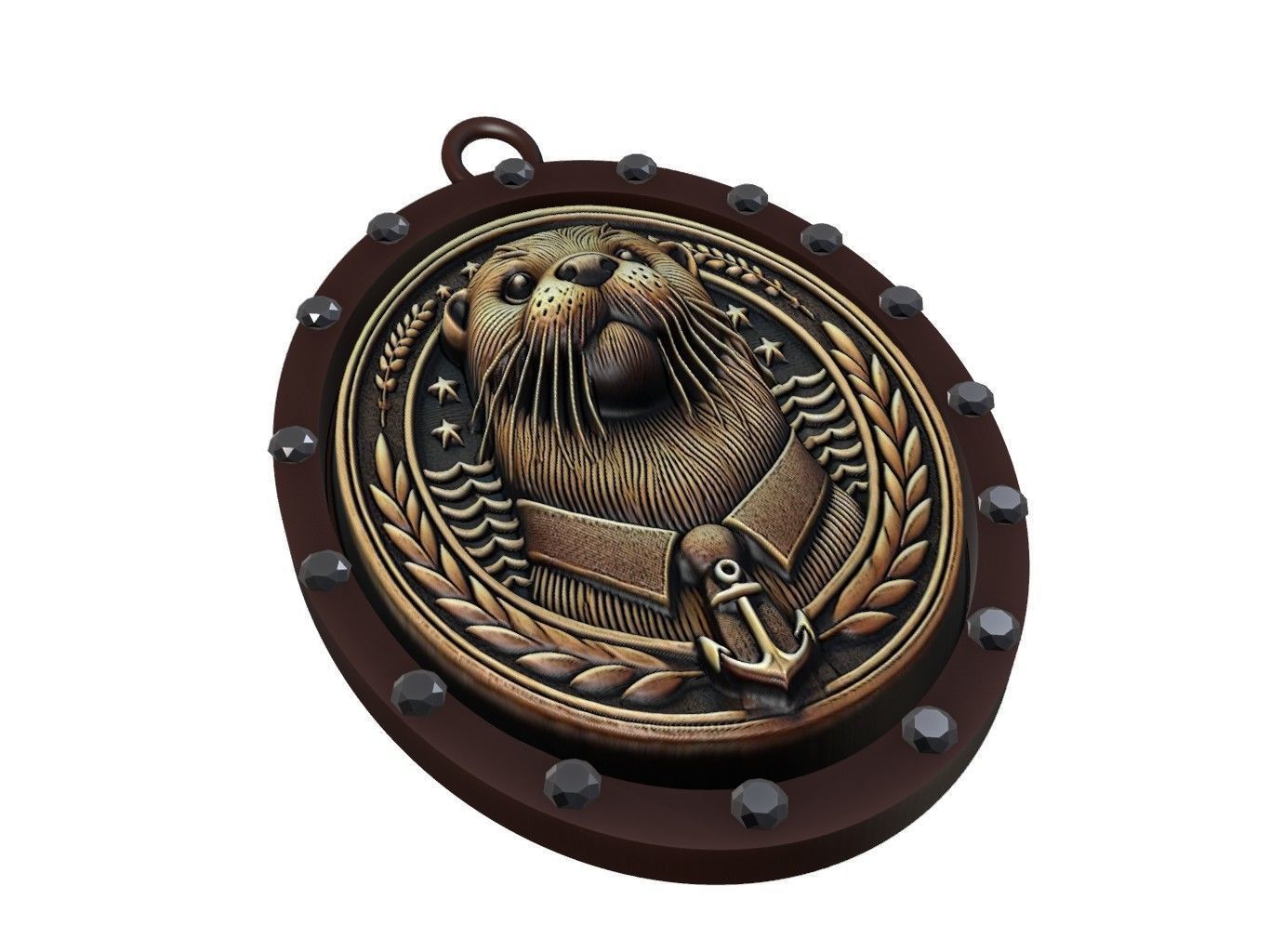 Otter Animal Pendant 3D print model_1