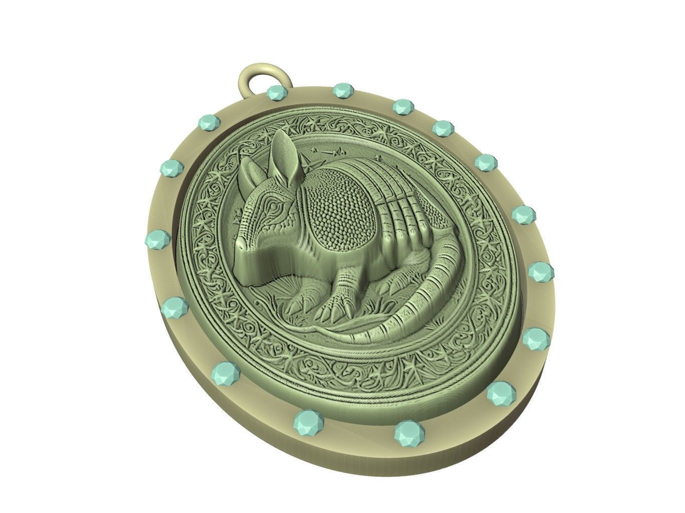 Armadillo Animal Pendant 3D print model_3