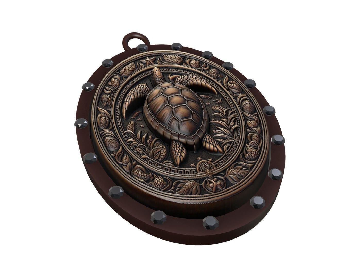 Box Turtle Animal Pendant 3D print model_1