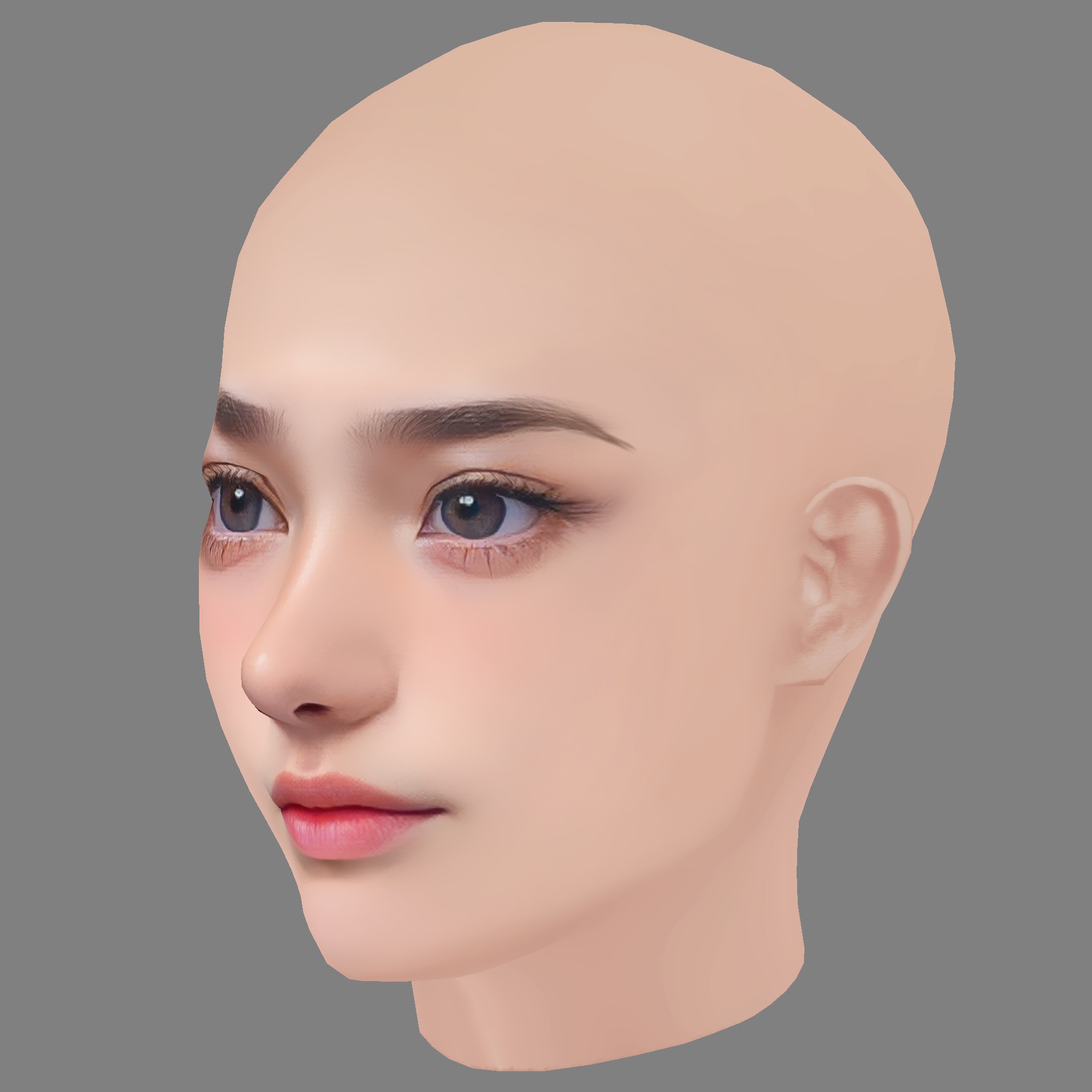 Beautiful Girl Head 03 - No Hair - Low poly head for game Low-poly 3D model_2