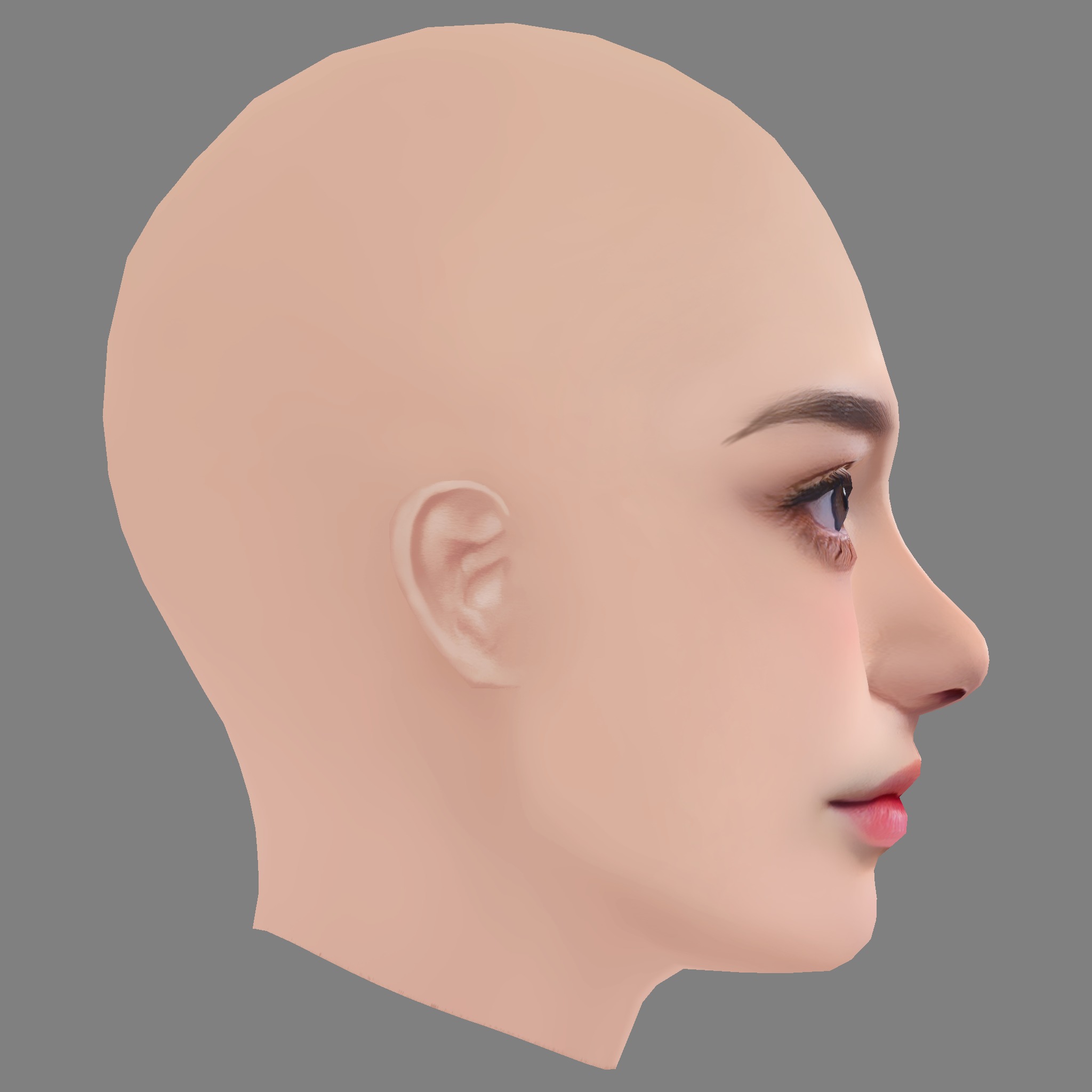 Beautiful Girl Head 03 - No Hair - Low poly head for game Low-poly 3D model_6