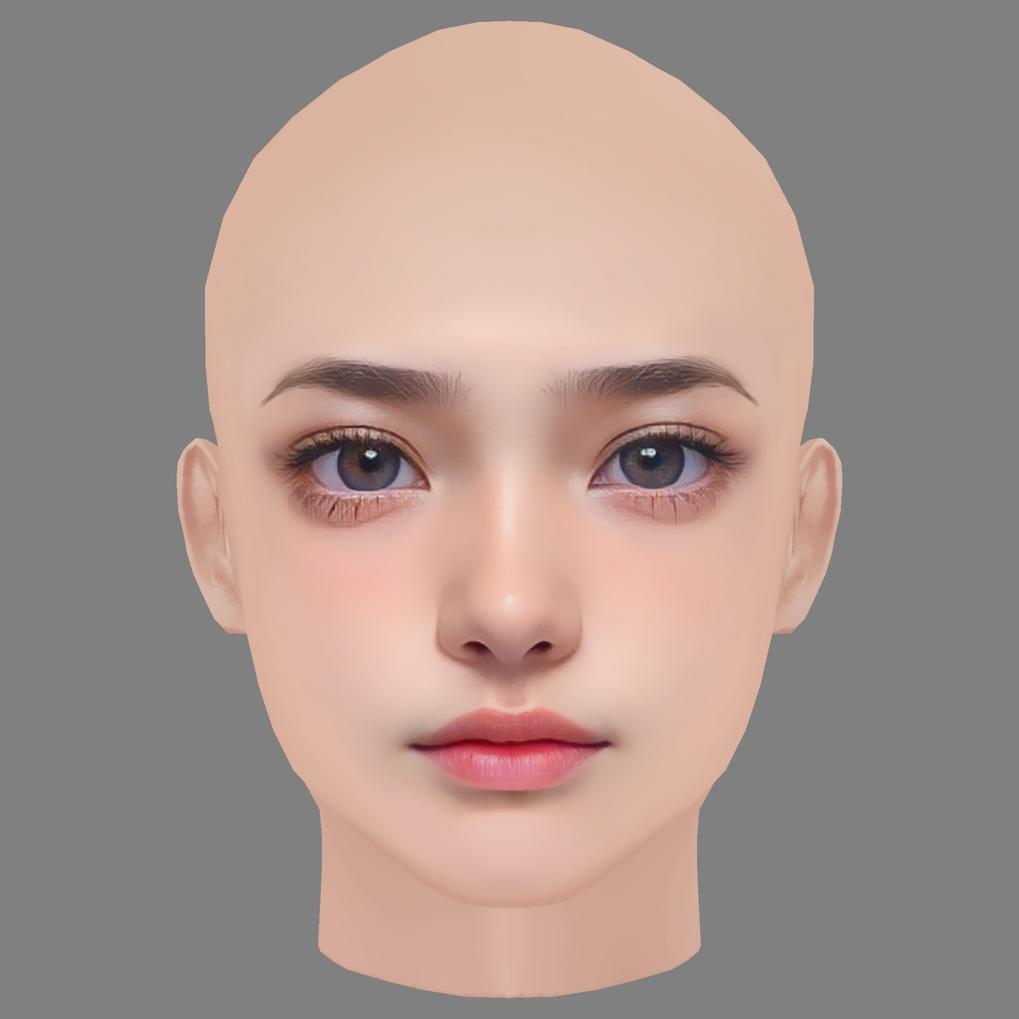 Beautiful Girl Head 03 - No Hair - Low poly head for game Low-poly 3D model_1