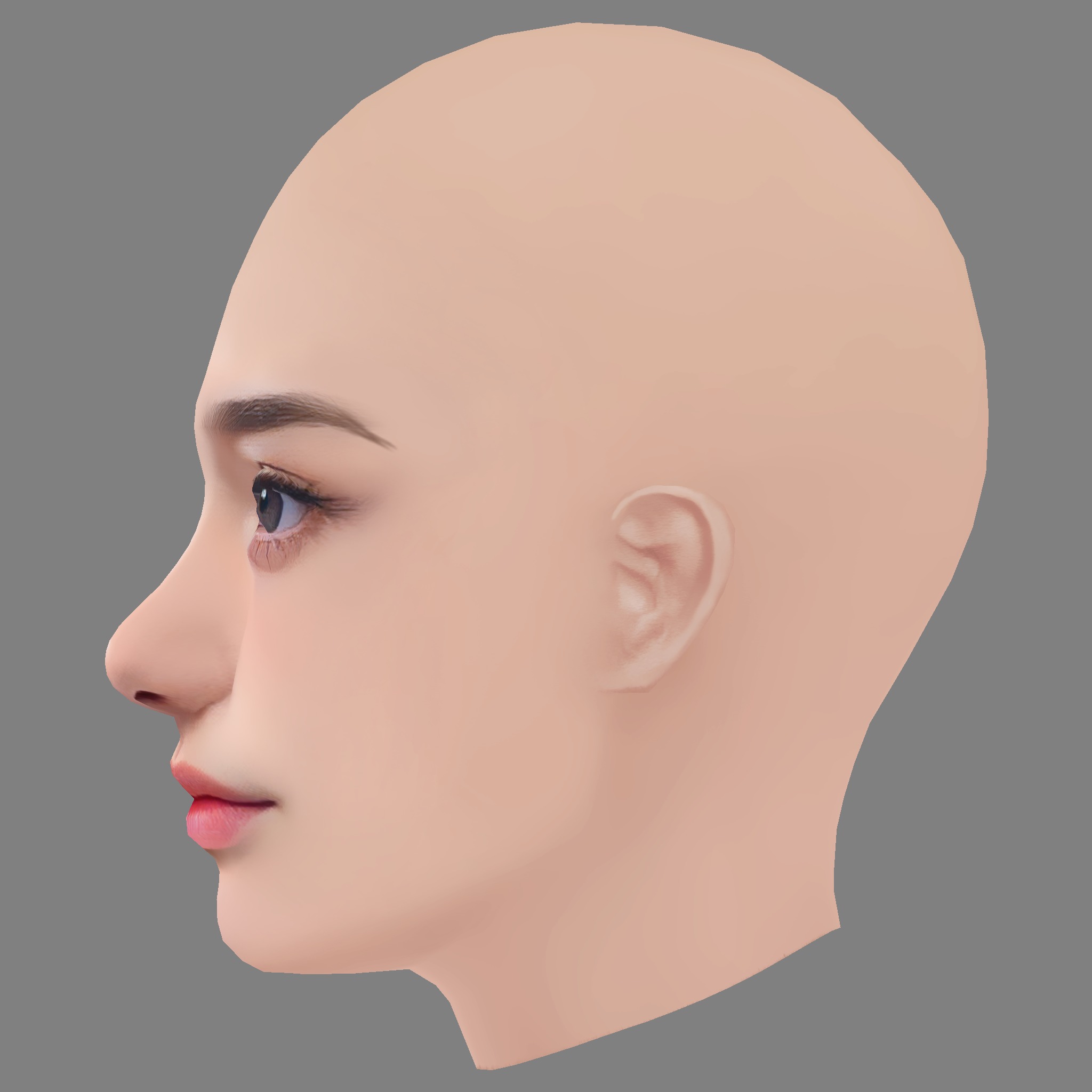 Beautiful Girl Head 03 - No Hair - Low poly head for game Low-poly 3D model_3