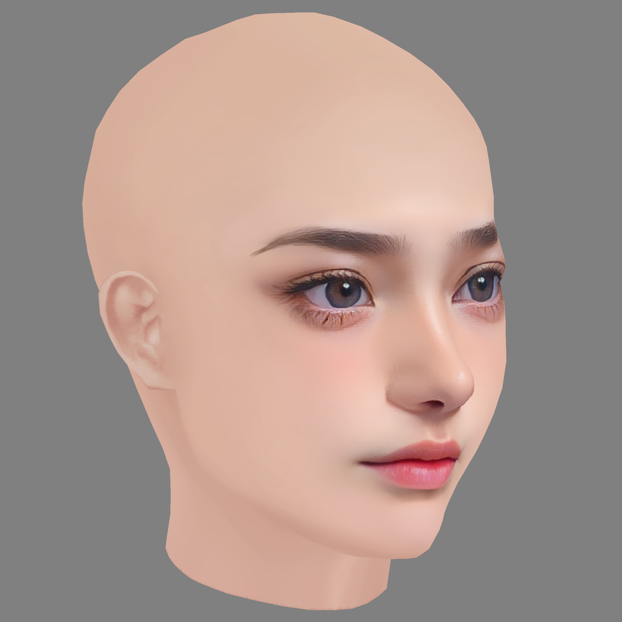 Beautiful Girl Head 03 - No Hair - Low poly head for game Low-poly 3D model_7